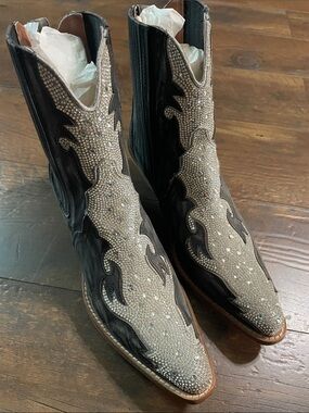 Dan Post Black Western Boots with Rhinestone Trim